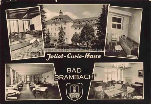 AK / Ansichtskarte Bad Brambach Vogtlandkreis Sachsen Joliot-Curie-Haus Vestibuel Baderaum Speisesaal Klubraum Kurhaus Mehrbildkarte