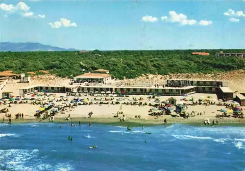 AK / Ansichtskarte Tirrenia Pisa Toscana IT Bagni-Mary Strand Sonnenschirme Badegaeste Meer Duenen Badeanstalt Fliegeraufnahme