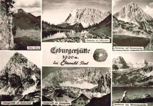 AK / Ansichtskarte Coburgerhuette 1920m Koburgerhuette Mieminger Plateau Tirol AT Coburgerhuette Drachensee Seebensee Wetterstein Sonnenspitze Drachenkopf Griesspitzen Marienbergspitze Hoher-Gang Bergsee