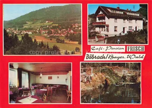 AK / Ansichtskarte Boebrach Regen Bayern Café-Pension-Frisch Ortsansicht Pension Gaststube Teich Bayerischer-Wald