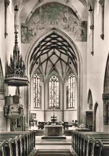 AK / Ansichtskarte Markgroeningen Bartholomaeuskirche Kircheninnenraum Altar Chor Kanzel Fresken Gewoelbe Kirchenfenster