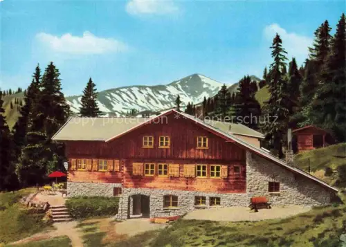 AK / Ansichtskarte Bolsterlang Oberallgaeu Bayern Berghaus-Schwaben Berghuette Ochsenkopf Riedberg Berglandschaft Schneebedeckter-Gipfel Tannen