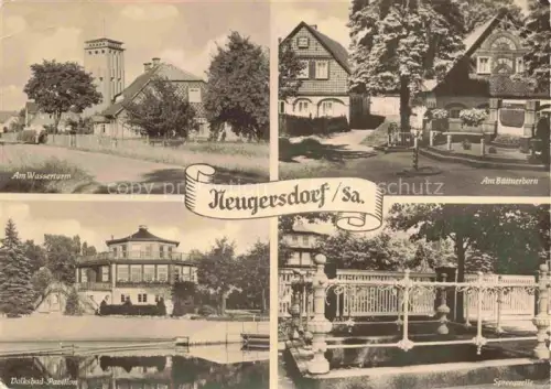 AK / Ansichtskarte NEUGERSDORF  Goerlitz Sachsen Wasserturm Buettnerborn Volksbad-Pavillon Spreequelle Mehrbildkarte Park Brunnen