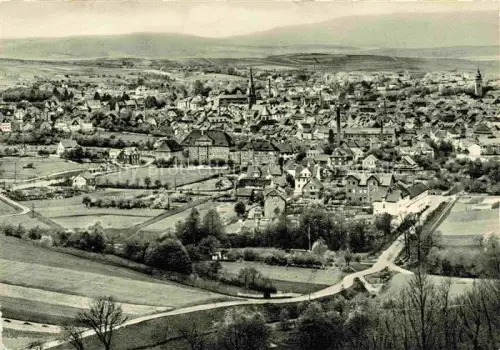 AK / Ansichtskarte Eschwege Werratal Leuchtberg Stadtpanorama Kirche Felder Huegel