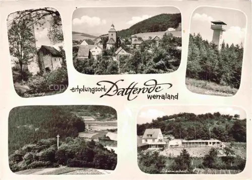 AK / Ansichtskarte Datterode Ringgau Werraland Hessen Erholungsort Werraland Boyneburg Aussichtsturm Schwimmbad Kirche Dorf