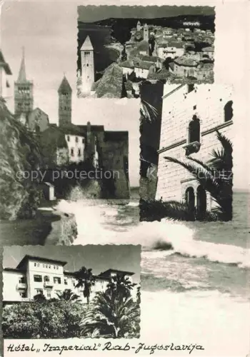 AK / Ansichtskarte Rab  Croatia Hotel-Imperial Kueste Kirchtuerme Altstadt Meer Wellen Palmen