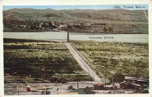 AK / Ansichtskarte Tijuana Mexico Tijuana-River Grenze Tia-Juana Stadt Huegel Landschaft Bruecke