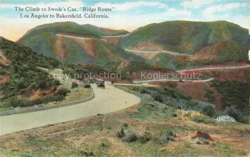 AK / Ansichtskarte Bakersfield Bekersfield California USA Swedes-Cut Ridge-Route Bergstrasse Kurven Automobile Huegel Buschland