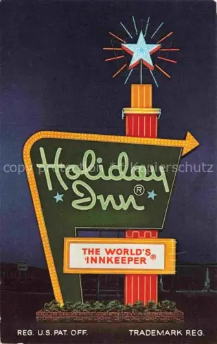 AK / Ansichtskarte York Pennsylvania USA Holiday-Inn Hotelschild Neonschild Nachtaufnahme Great-Sign Stern Leuchtreklame