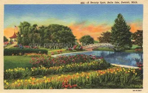 AK / Ansichtskarte Belle Isle DETROIT Michigan USA Belle-Isle Park Bruecke Blumen Gaerten Pavillon Insel Detroit-River Botanischer-Garten