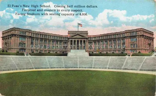 AK / Ansichtskarte EL PASO  Texas USA High-School Schulgebaeude Stadion Amphitheater Treppe Saeulengebaeude Neubau