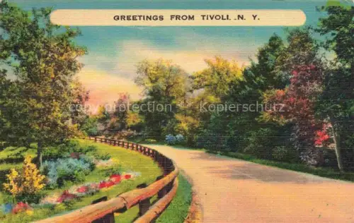 AK / Ansichtskarte Tivoli New York USA Landstrasse Holzzaun Baeume Blumen Wiese Herbstfarben