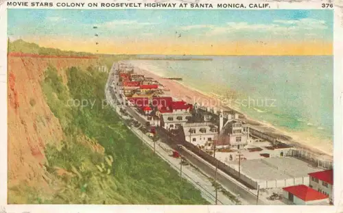 AK / Ansichtskarte Santa Monica California USA Movie-Stars-Colony Roosevelt-Highway Strandkolonie Klippe Pazifik Strandvillen Vogelperspektive