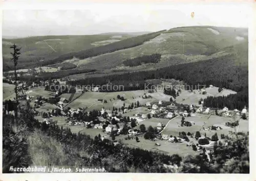 AK / Ansichtskarte Harrachsdorf Harrachov Riesengebirge CZ Riesengebirge Sudetenland Panorama Wald Berge Dorf Kirche