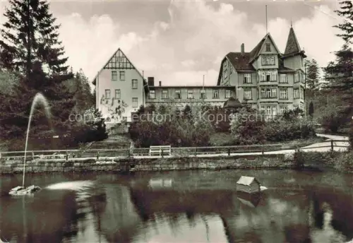 AK / Ansichtskarte Schierke Harz FDGB-Heim Hermann-Gieseler Teich Springbrunnen Fachwerkhaus Villa Baeume