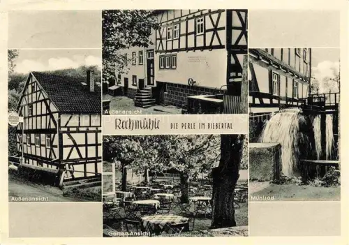 AK / Ansichtskarte Reemuehle (Gasthaus) Biebertal GIEssEN Hessen Reehmuehle Biebertal Pension Gartenrestaurant Muehlrad Wasserfall Fachwerkhaus