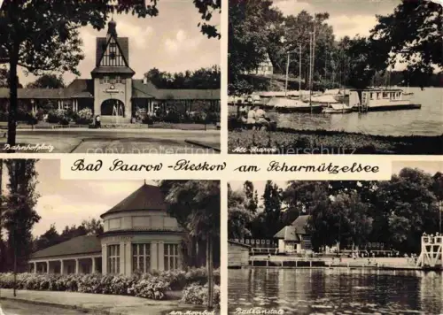 AK / Ansichtskarte Saarow-Pieskow Bad Bahnhofplatz Scharmuetzelsee Alt-Saarow Moorbad Badeanstalt Segelboote Mehrbildkarte