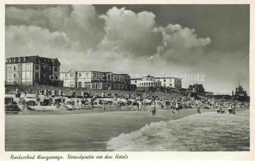 AK / Ansichtskarte WANGEROOGE Wangeroog Nordseebad Strand Strandkoerbe Hotels Badegaeste Wellen Duenen Strandleben Gebaeude