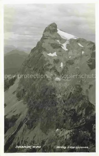 AK / Ansichtskarte Sulzfluh 2820m GR Sulzfluh Berggipfel Felswaende Schneefelder Raetikon Alpen Tilisuna-Huette