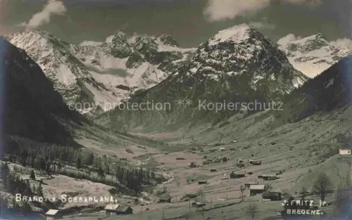 AK / Ansichtskarte Brand  Vorarlberg AT Scesaplana Bergtal Tal Ortschaft Alpen Schneeberge Wiesen