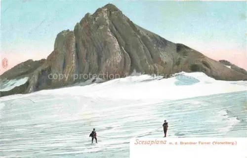 AK / Ansichtskarte Brand Scesaplana Bludenz Vorarlberg AT Scesaplana Brandner-Ferner Gletscher Bergsteiger Gipfel Schneefeld Raetikon