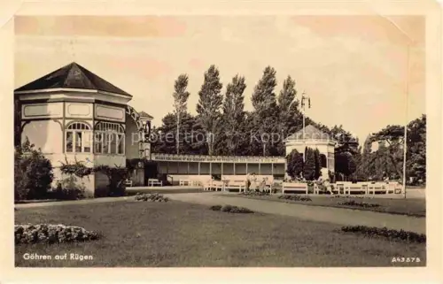 AK / Ansichtskarte GoeHREN  Ostseebad Ruegen Kurhaus Musikpavillon Kurpark Ruegen Jugendstil Rasenflaeche Baeume