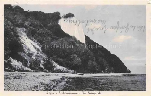 AK / Ansichtskarte Stubbenkammer Sassnitz Ruegen Koenigstuhl Kreidefelsen Ostsee Ruegen Steilkueste Wald Boot