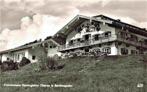 AK / Ansichtskarte Oberau  Berchtesgaden Bayern Alpengasthof Denninglehen Fremdenheim Bauernhaus Lueftlmalerei Wiese Berchtesgadener-Land