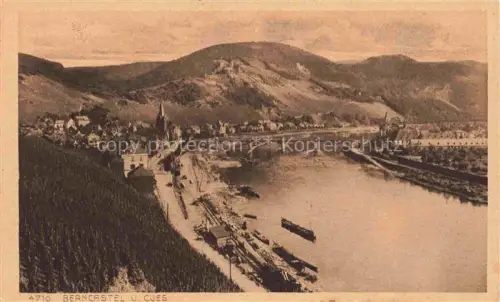 AK / Ansichtskarte BERNKASTEL-KUES Berncastel Rheinland-Pfalz Mosel Bruecke Ruine-Landshut Weinberge Kirche Flusstal Schiff