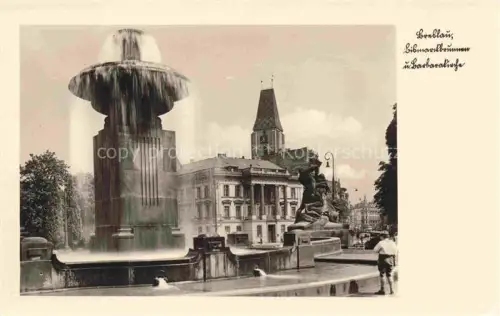 AK / Ansichtskarte WROCLAW Breslau PL Sidonien-Brunnen Barbarakirche Springbrunnen Skulptur Platz Kirche Turm