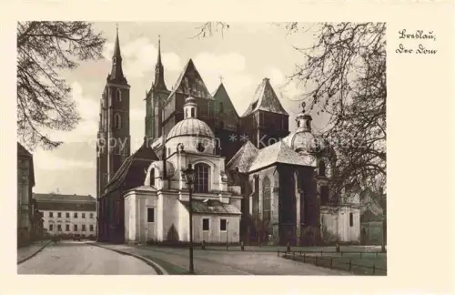 AK / Ansichtskarte WROCLAW Breslau PL Dom Kathedrale Gotik Kuppel Tuerme Kapelle Baeume