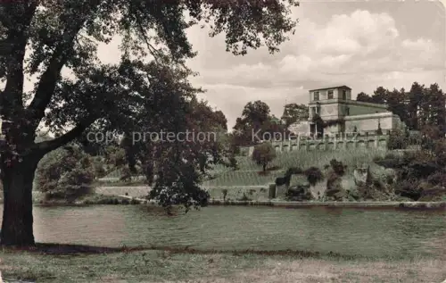 AK / Ansichtskarte ASCHAFFENBURG Main Bayern Pompejanum Main Fluss Terrasse Park Baeume Roemerhaus Villa Ufer