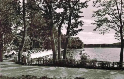 AK / Ansichtskarte BAD WoeRISHOFEN Waldsee See Bootssteg Badegaeste Baeume Wald Promenade Spaziergaenger