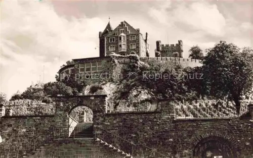 AK / Ansichtskarte Bingen Rhein Rheinland-Pfalz Burg-Klopp Burgturm Burgruine Treppe Steinmauer Rhein