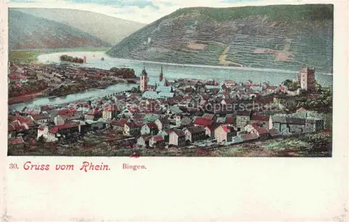 AK / Ansichtskarte Bingen Rhein Rheinland-Pfalz Rhein Stadtpanorama Maeueturm Burg-Klopp Weinberge Kirche Rheintal Innenstadt