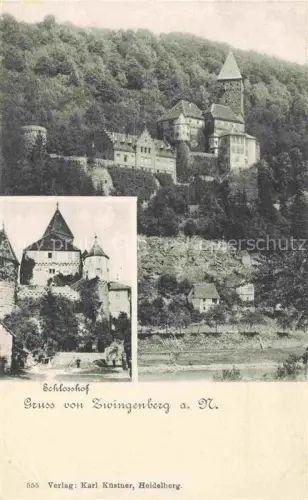 AK / Ansichtskarte Zwingenberg Neckar BW Burg-Zwingenberg Schlosshof Neckar Felsen Wald Schloss