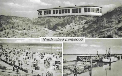 AK / Ansichtskarte LANGEOOG Nordseebad Nordsee Nordseebad Duenen Pavillon Strand Strandkoerbe Hafen Faehrschiff Insel