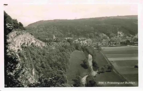 AK / Ansichtskarte Buchfart Weimarer Land Thueringen Rosenberg Felsen Talblick Kirchturm Dorf Wald Felder Ilmtal