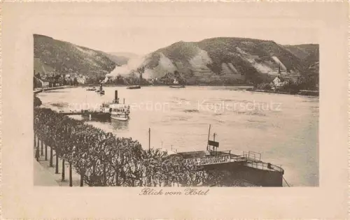 AK / Ansichtskarte Boppard Rhein Rheinland-Pfalz Hotel-Bellevue Koeln-Duesseldorfer-Dampfschiffahrt Rhein Dampfer Anlegestelle Rheintal Huegel