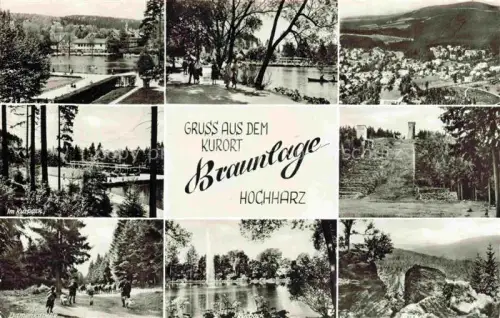 AK / Ansichtskarte Braunlage Harz Niedersachsen Mehrbildkarte Kurpark Silberteich Panorama Sprungschanze Damarenkapelle Springbrunnen Felsen
