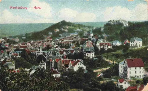 AK / Ansichtskarte Blankenburg Harz Stadtansicht Kirche Schloss Haeuser Berge Harz Harz-Zahnrad-Bahn Wohngebiet