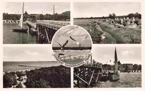 AK / Ansichtskarte NIENDORF  Ostseebad Timmendorferstrand Seebruecke Strand Strandkoerbe Moewen Segelboot Kirche Park Ostsee