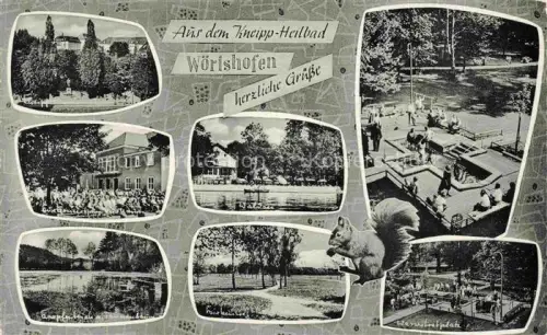 AK / Ansichtskarte BAD WoeRISHOFEN Kneipp-Heilbad Kurhaus Tretbecken Park Eichhoernchen Weiher Mehrbildkarte