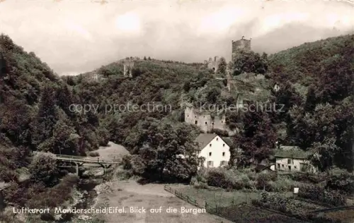 AK / Ansichtskarte Manderscheid Eifel Burgen Ruinen Eifel Tal Bruecke Wald Luftkurort