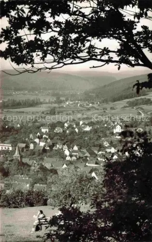 AK / Ansichtskarte Bad Koenig Odenwald Hessen Odenwald Panorama Daecher Kirche Berge Wald Wiesen Spaziergaenger