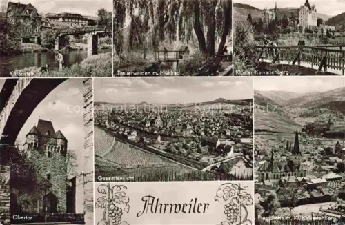 AK / Ansichtskarte Ahrweiler BAD NEUENAHR-AHRWEILER Kuranlage Kloster-Kalvarienberg Obertor Pfarrkirche Stadtpanorama Weinberge Muehlrad Mehrbildkarte