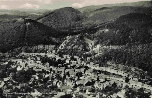 AK / Ansichtskarte Bad Lauterberg Osterode Harz Niedersachsen Harz Luftbild Scholben Daecher Wald Berge Kneipp-Heilbad Stadtansicht