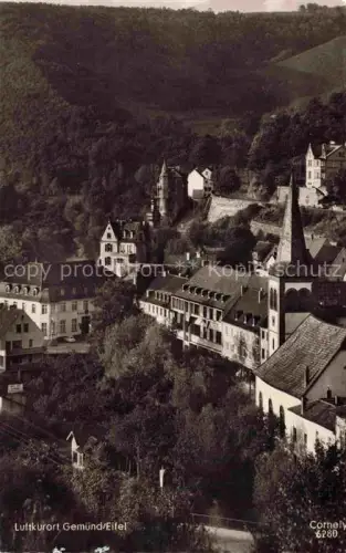 AK / Ansichtskarte Gemuend Eifel Schleiden NRW Eifel Kirche Daecher Hang Wald Luftkurort Stadtansicht