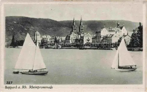 AK / Ansichtskarte Boppard Rhein Rheinland-Pfalz Rhein Rheinpromenade Segelboote Kirche Stadtansicht Promenade