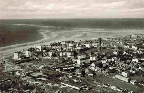 AK / Ansichtskarte BORKUM Nordseebad Niedersachsen Nordseebad Luftbild Leuchtturm Strand Insel Stadtansicht Nordsee